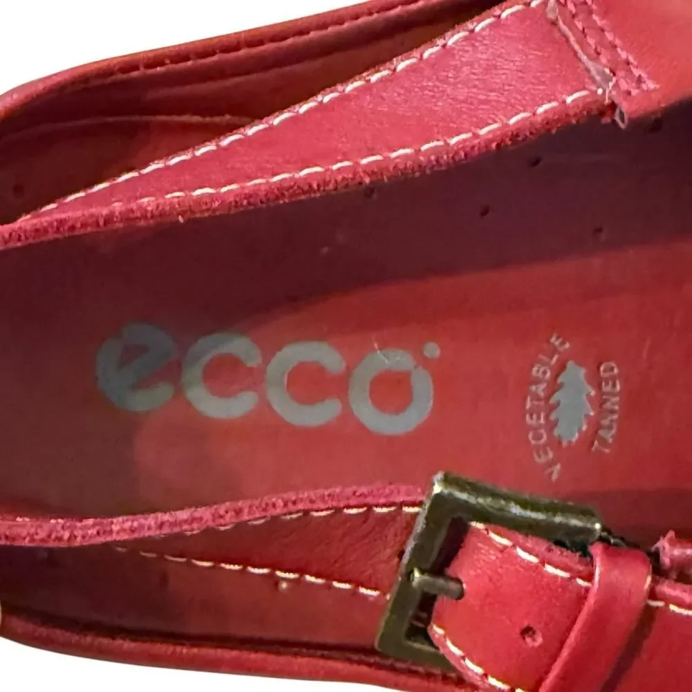 Ecco Men’s/Unisex Red Leather Clogs with Heel Strap Size 5.5 Men’s/8 Women’s